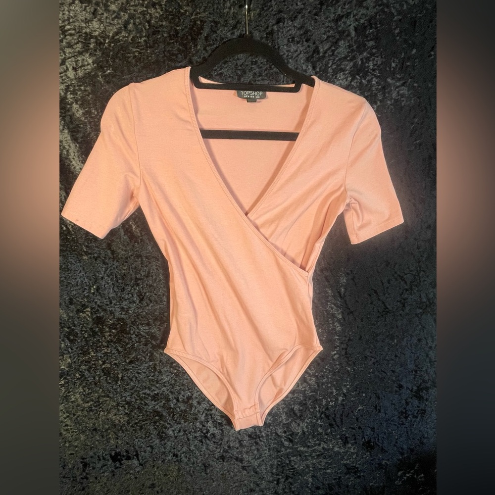 Topshop Blush V-Neck Bodysuit